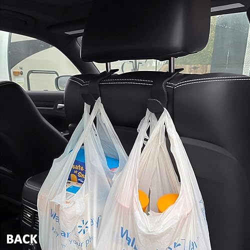 Miniatura 13 de AMVOYOA Car Headrest Hook, Leather Vehicle Back Seat Hanger Storage for Purse Groceries Bag and More, Black&Red, Pack of 2