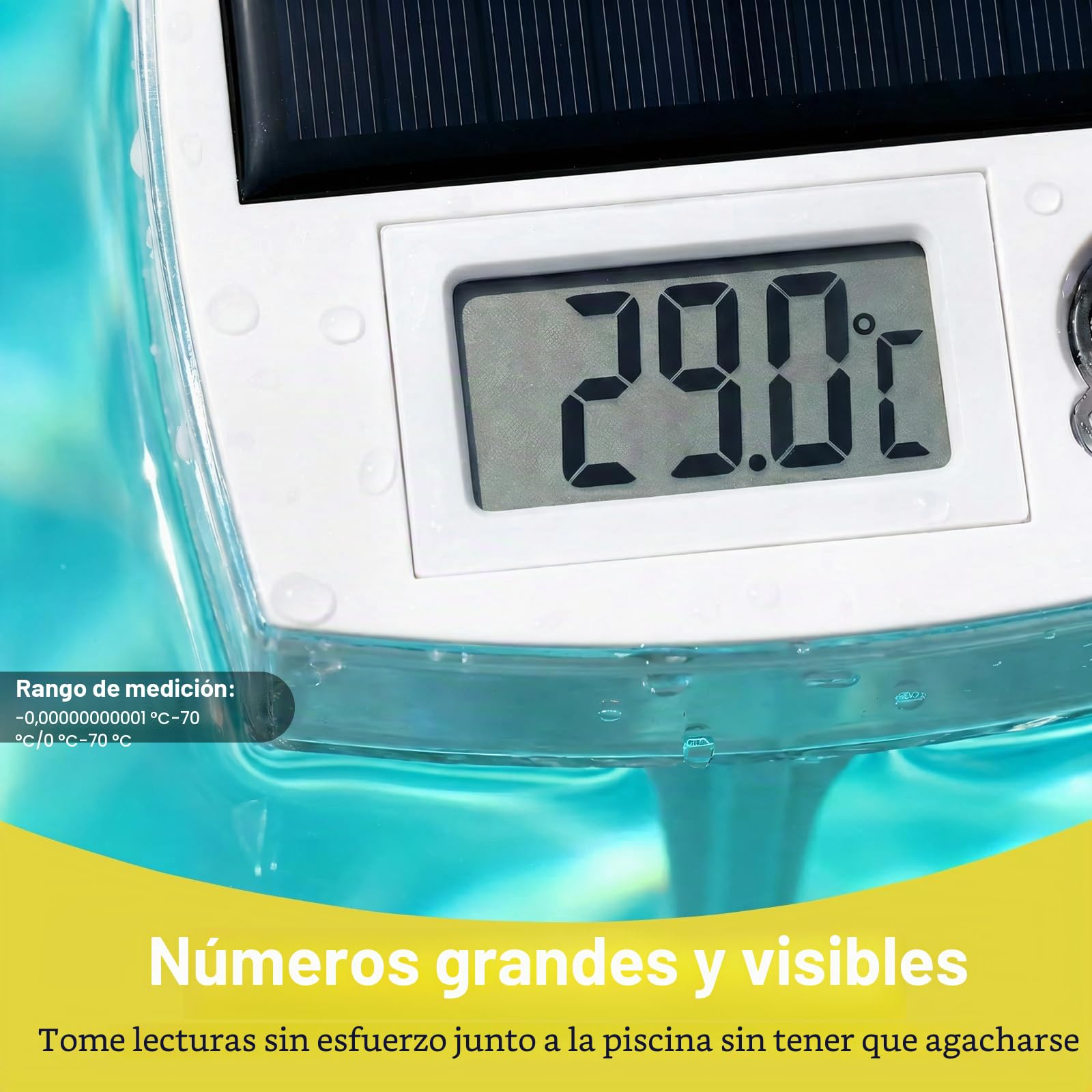 Termómetro de Piscina Digital Solar Flotante con Luz Nocturna RGB - Termómetro de Piscina Impermeable IP68 con Sensores Automáticos Día/Noche, 8 Modos de Luz y Control Manual