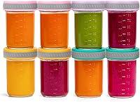 Vista 11 de Tronco Frascos de vidrio mixtos para almacenamiento de alimentos con tapas – 4 onzas (8) + 8 onzas (4) paquete – Comida para bebés, leche materna