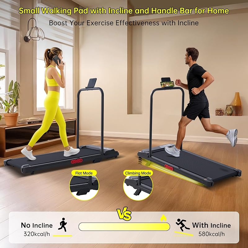 HaHbHc Walking Pad with Handle Bar Incline, Treadmill for Home Small image 6