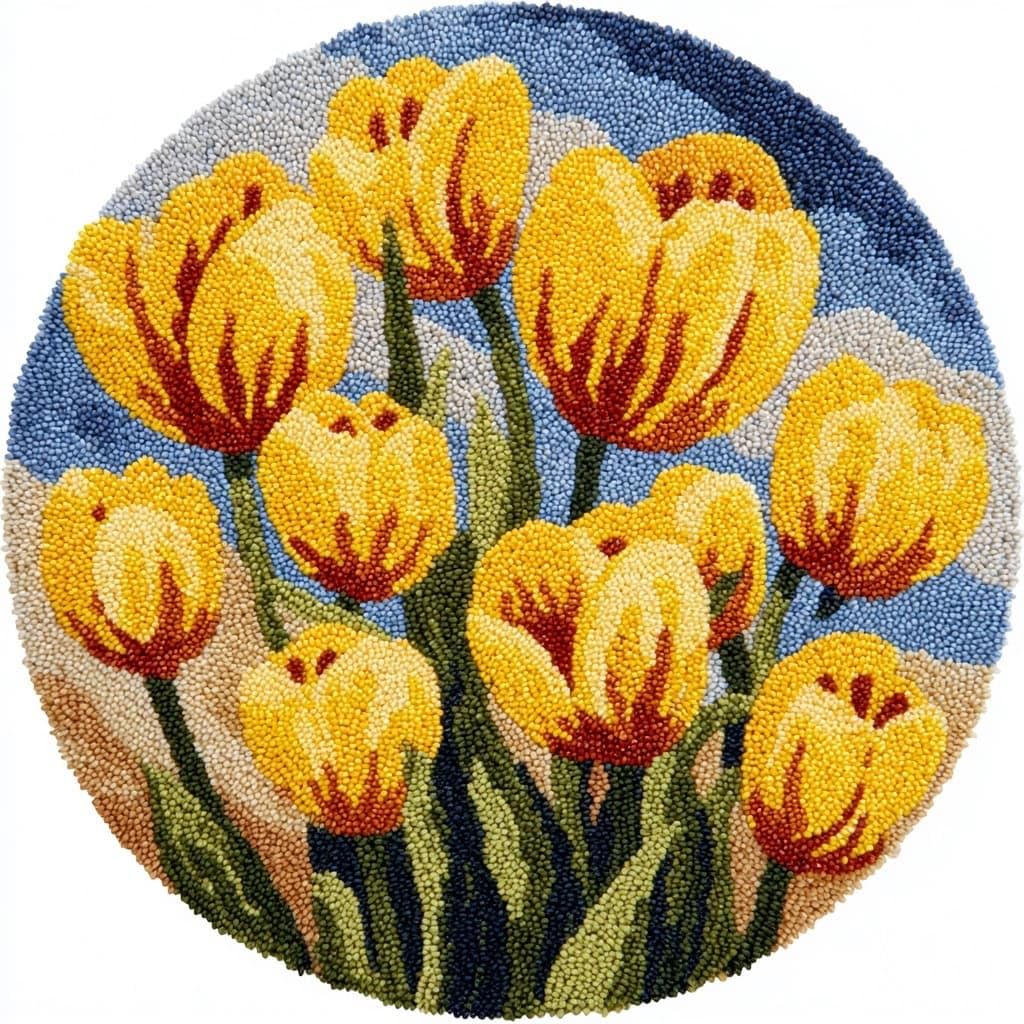 AMBATTERY Latch Hook Rug Kit Latch Hook Kits for Adults,Tulip Flowers