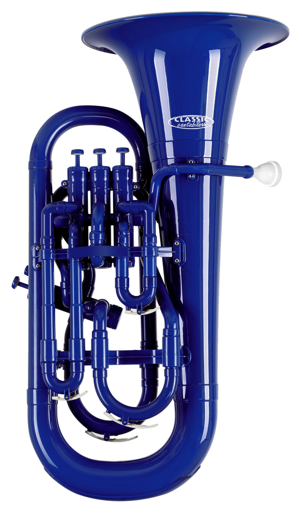 Classic Cantabile MardiBrass Euphonium Bb en plastique - 4 pistons en aluminium - seulement 2,2 kg léger - avec embouchure et housse - bleu