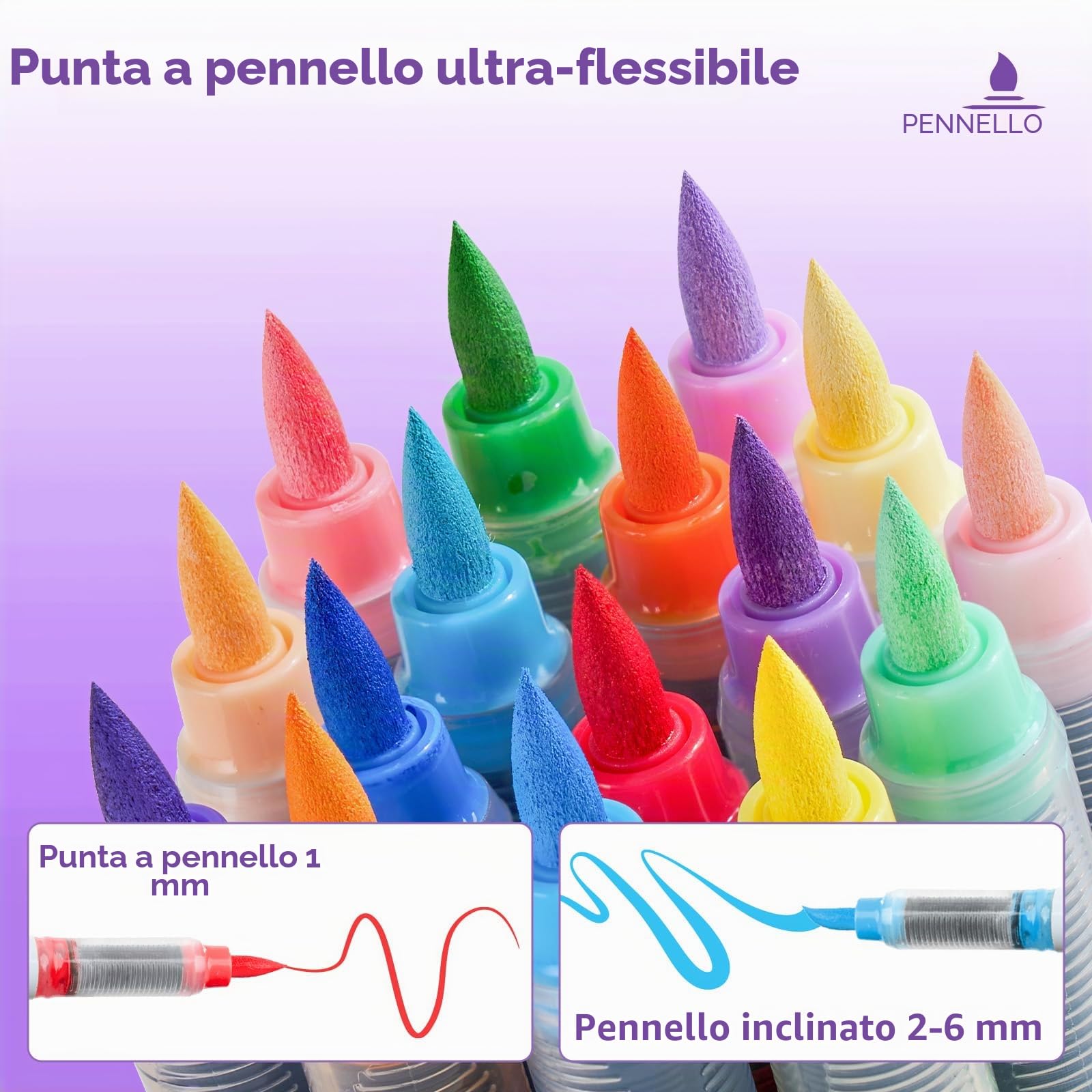 Arrtx Set di 60 matite acriliche con punta a pennello e grande capacità per pittura a pietra, vetro, legno, tela, ceramica, plastica – pennarelli acrilici per progetti artistici e disegni fai da te