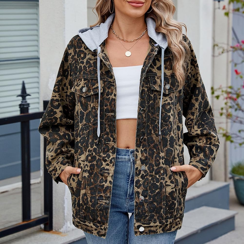 Mujer Chaqueta Vaquera de Camionero Retro Clásico Corte Holgado Denim Lavado Trucker Manga larga Abrigo de largo medio con Botones para uso diario