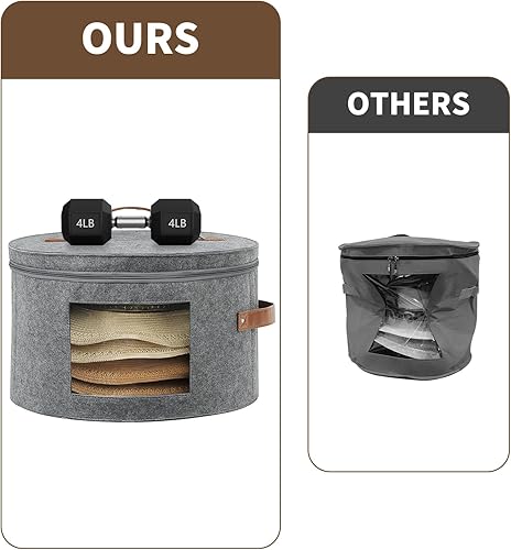 Miniatura 2 de Qozary Caja de almacenamiento reforzada para sombreros, organizador de sombreros para mujeres y hombres, caja de sombrero de vaquero con paneles de