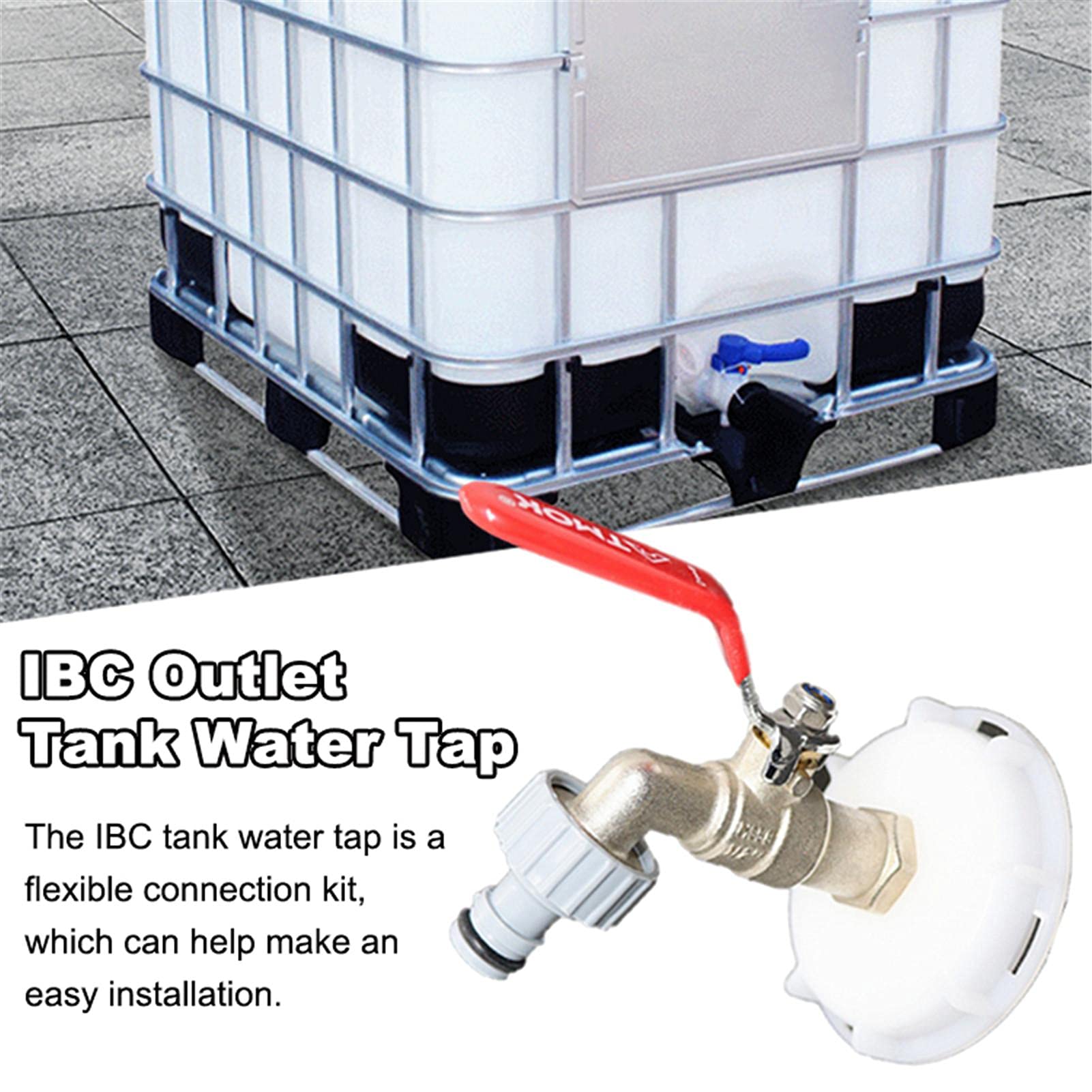 Ibc Tank Zubehoer IBC Adapter S100x8 Grobgewinde Mit 3/4 Kugelhahn – Auslaufventil Für Regenwassertank, Robust Und Praktisch IBC Adapter Auslaufventil