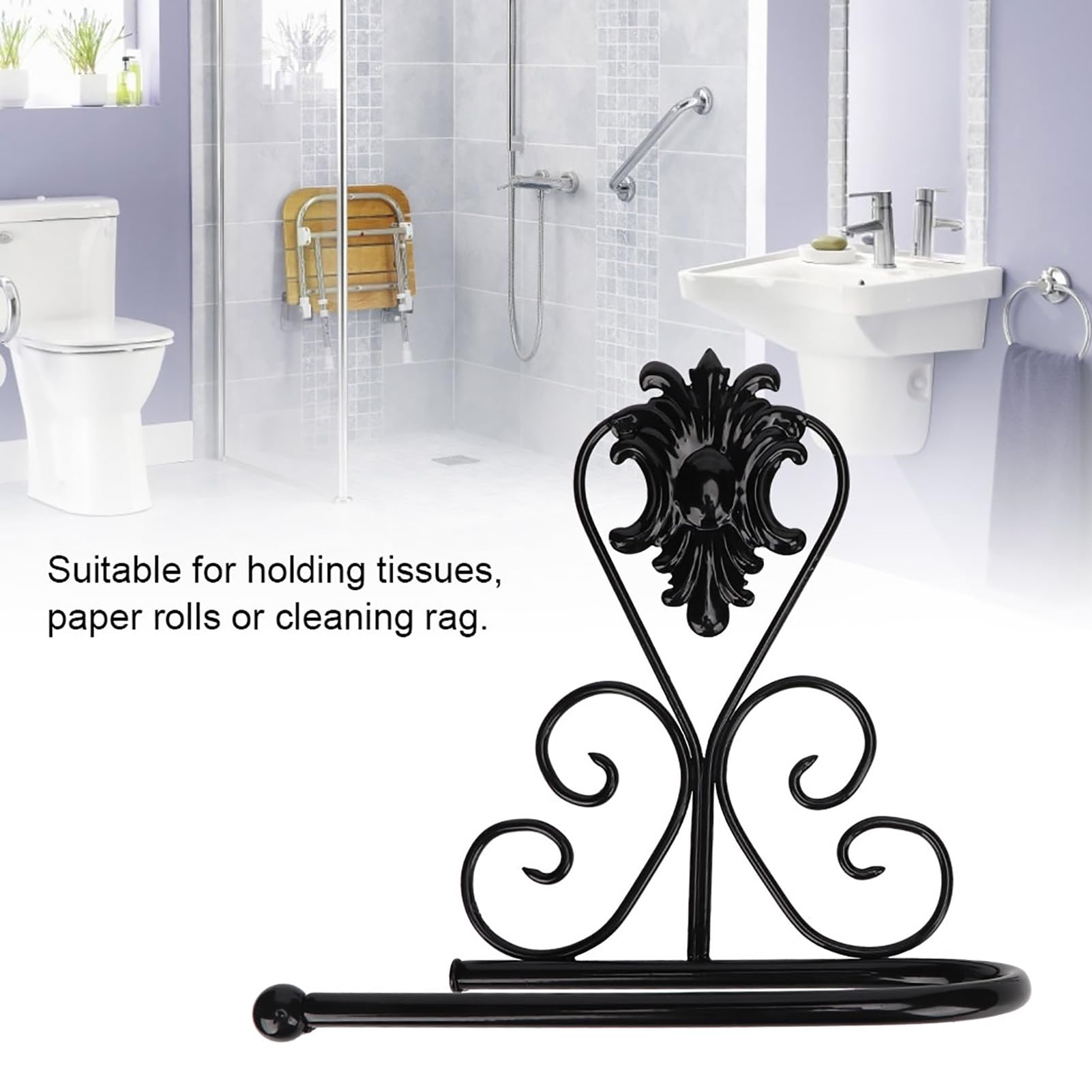 Wall Mounted Paper Towel Holders, Iron Inside Cabinet Paper Towel Holder Cabinet Paper Towel Holder Kitchen Towel Rack Shop Towel Holder for Kitchen Bathroom (Black)