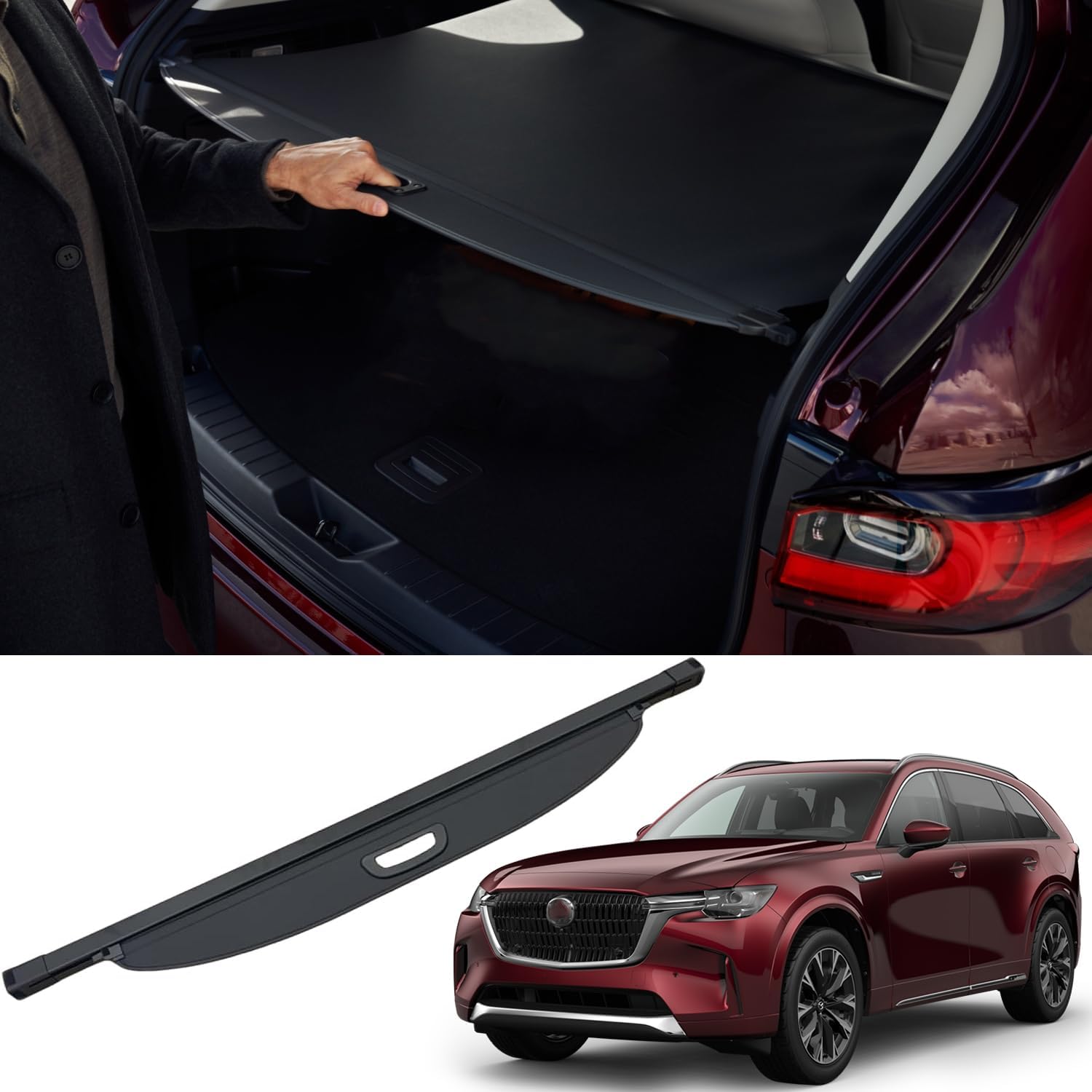 Vesul Compatible with 2024 2025 Mazda CX-90 CX90 PHEV/2025 CX-70 Retractable Cargo Cover Security Shade Shield Tonneau Cover Luggage Privacy Screen