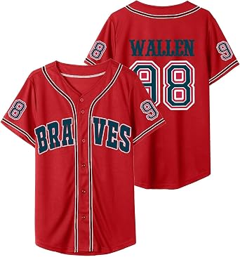 Mens 98 Baseball Jersey Country Vintage Music Shirts Fan Tshirts Button Down Hipster Hip Hop Sports Uniforms