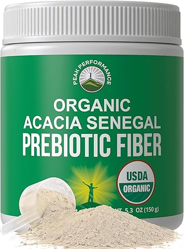 Polvo de fibra prebiótica orgánica de Acacia Senegal. Suplemento de prebióticos veganos solubles a base de plantas orgánicas USDA sin sabor con