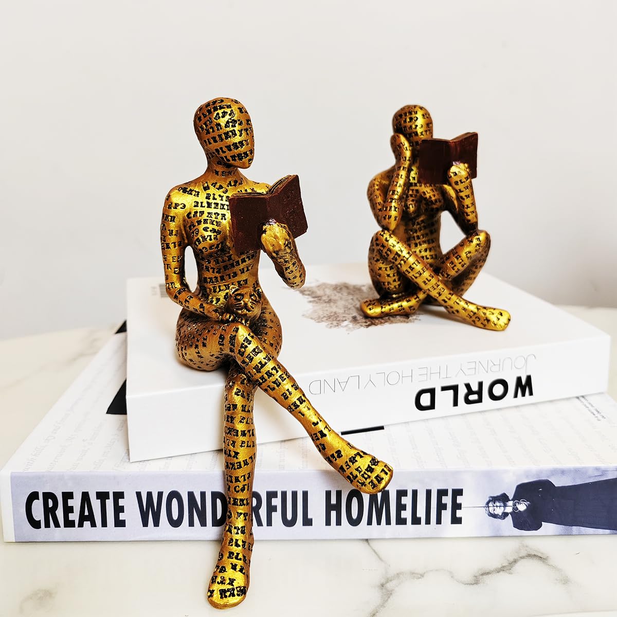 PIGPIGFLY Bookworm,Bookshelf Decor,Reading Woman Statue,Decoration Living Room,Office Decor,Home Store Decoration,Modern Living Room Ornaments - Image 2