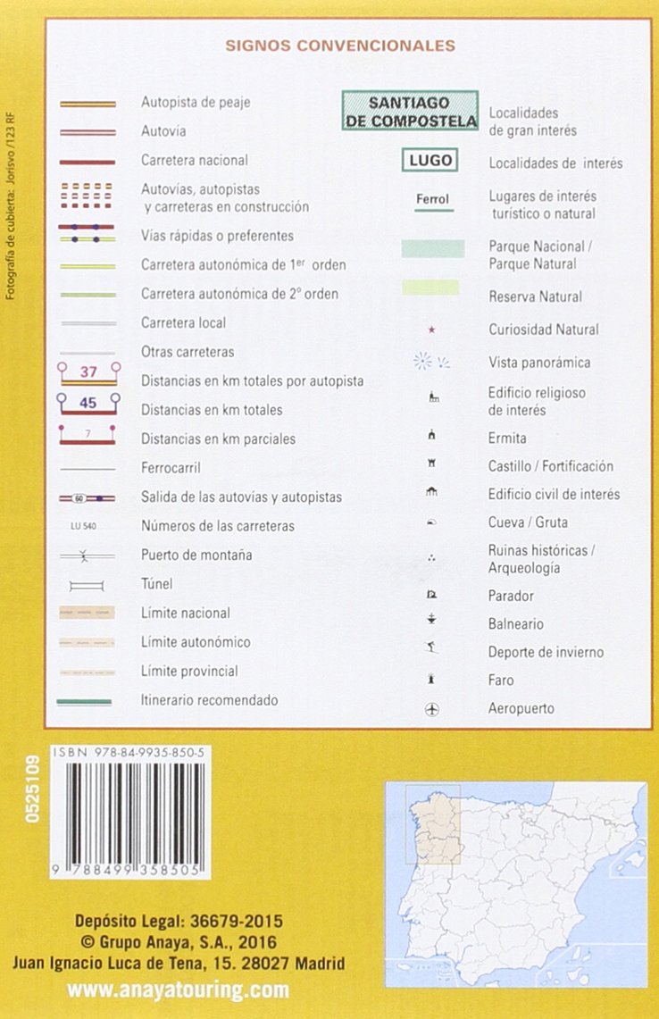 Mapa de carreteras Galicia (desplegable), escala 1:340.000 (Mapa Touring)