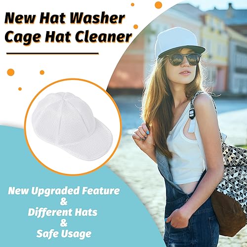Miniatura 2 de Coopache Jaula de lavado de sombreros para lavadora, limpiador de gorra de bola para gorras de béisbol, marco de soporte de limpieza con sombrero,