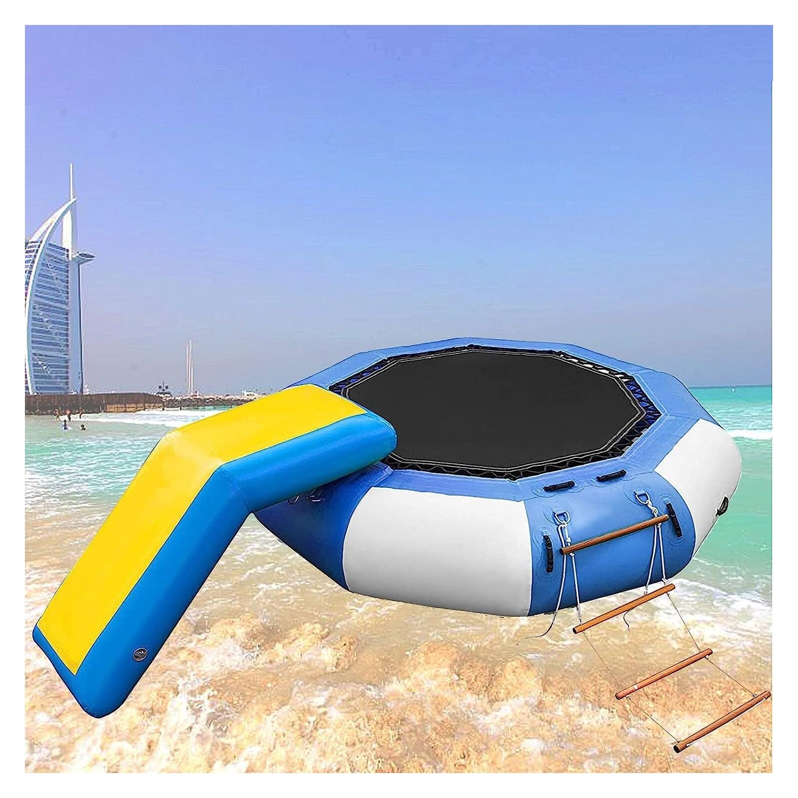 NOWLIN Piattaforma gonfiabile di nuoto dell'acqua del trampolino della spruzzata dell'acqua con scala mobile e scala di sport acquatici, 1.5m/5ft