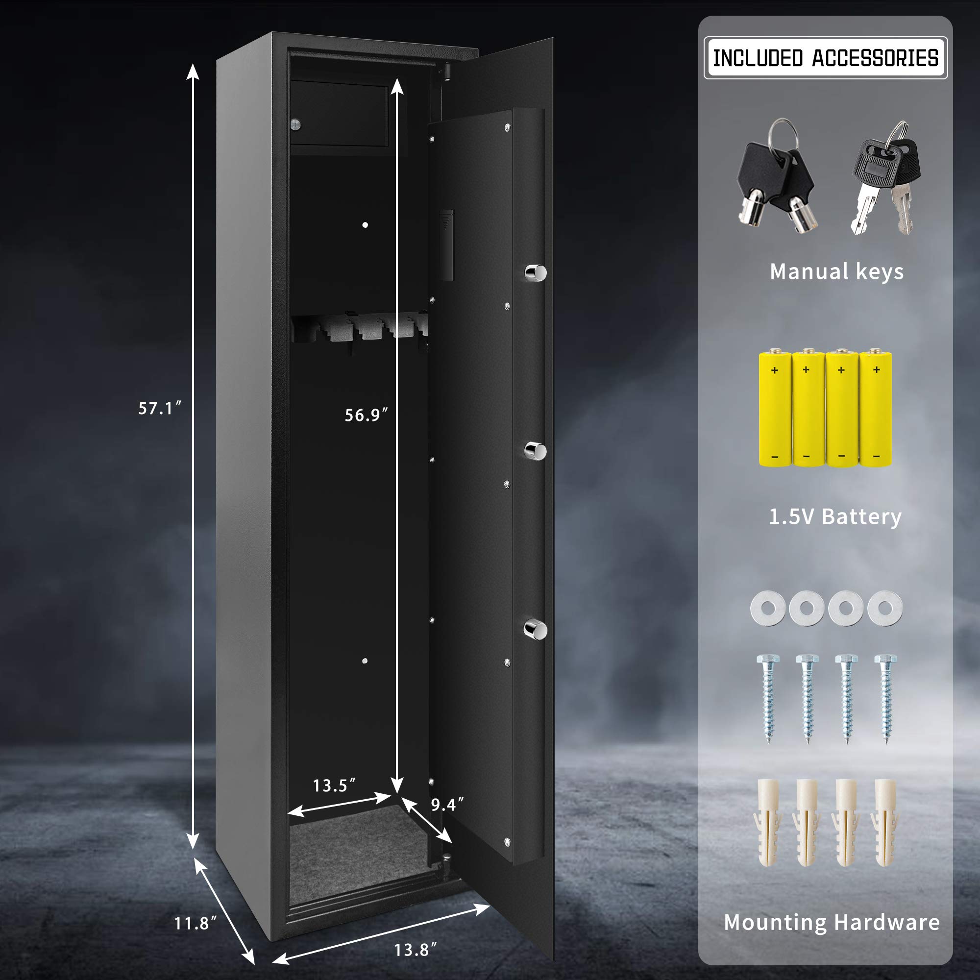 WINCENT Large Gun Safe, Rifle Safe Quick Access 5Gun Storage