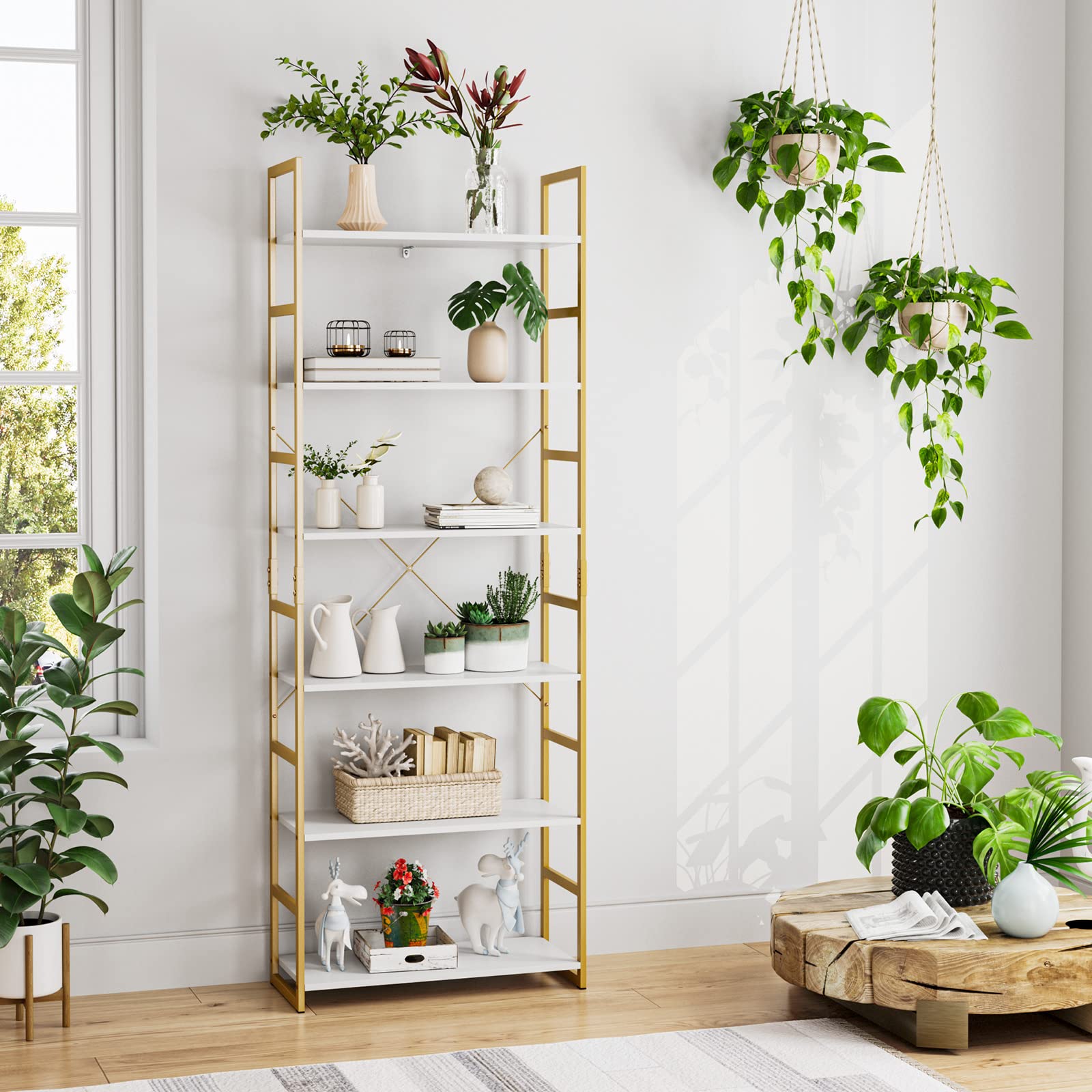 Afted rack 本棚 900x350x900mm Amazon.com: FINETONES 6-Tier Bookcase, Free Standing Display