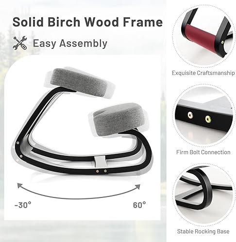 Miniatura 5 de Giantex Silla para arrodillarse, silla de postura, carga máxima de 330 libras, mecedora con cojín suave, alivio natural para dolor de espalda,