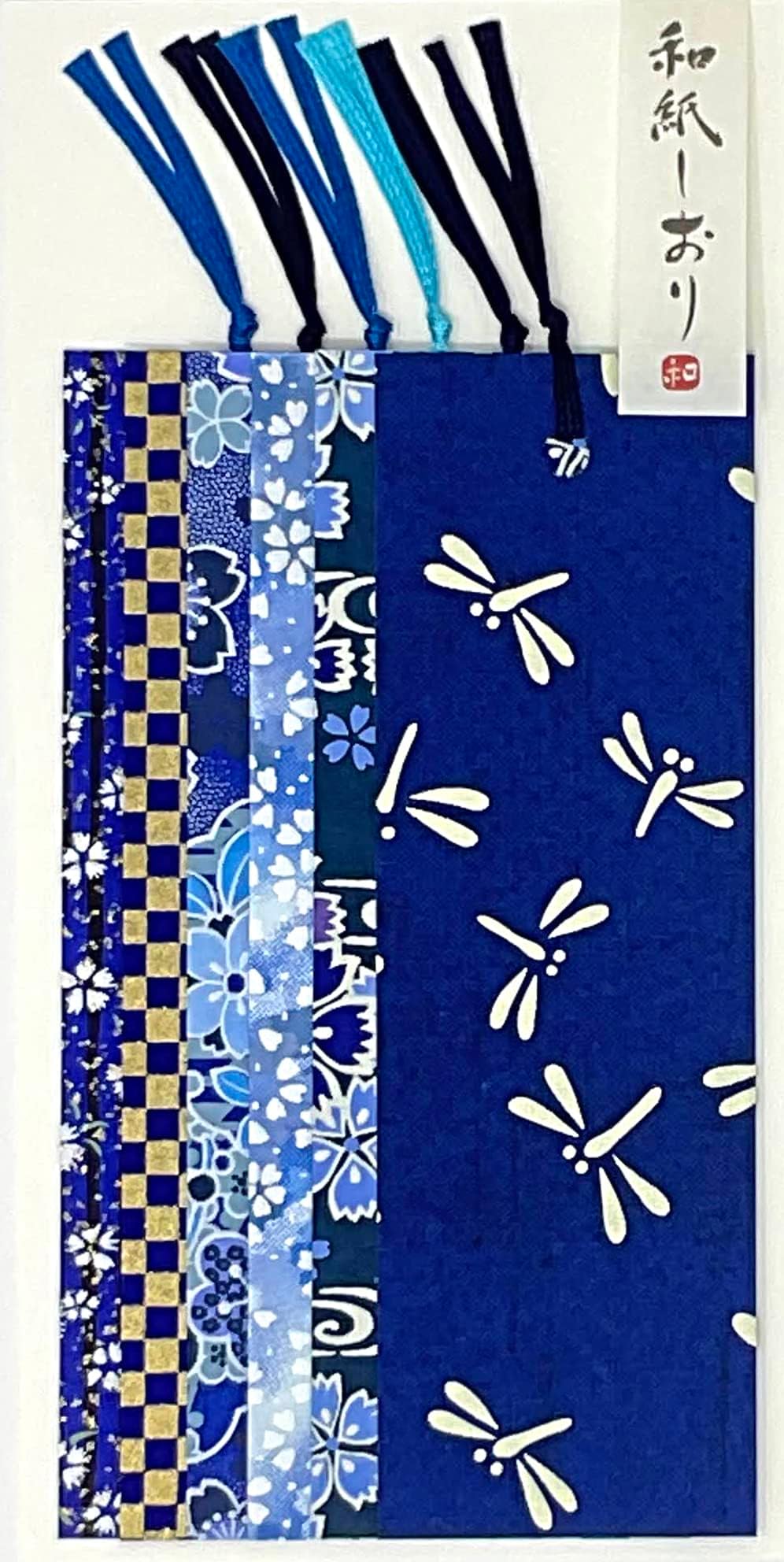 Yuzen Washi bookmark Aizen-style stencil dyeing blue 6 pieces A set