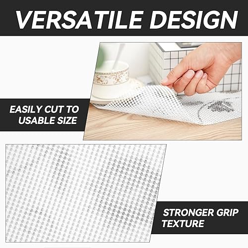 Miniatura 3 de Revestimiento para estantes, revestimientos de refrigerador no adhesivos para estantes, lavable de 12 x 240 pulgadas, forro de vinilo antideslizante