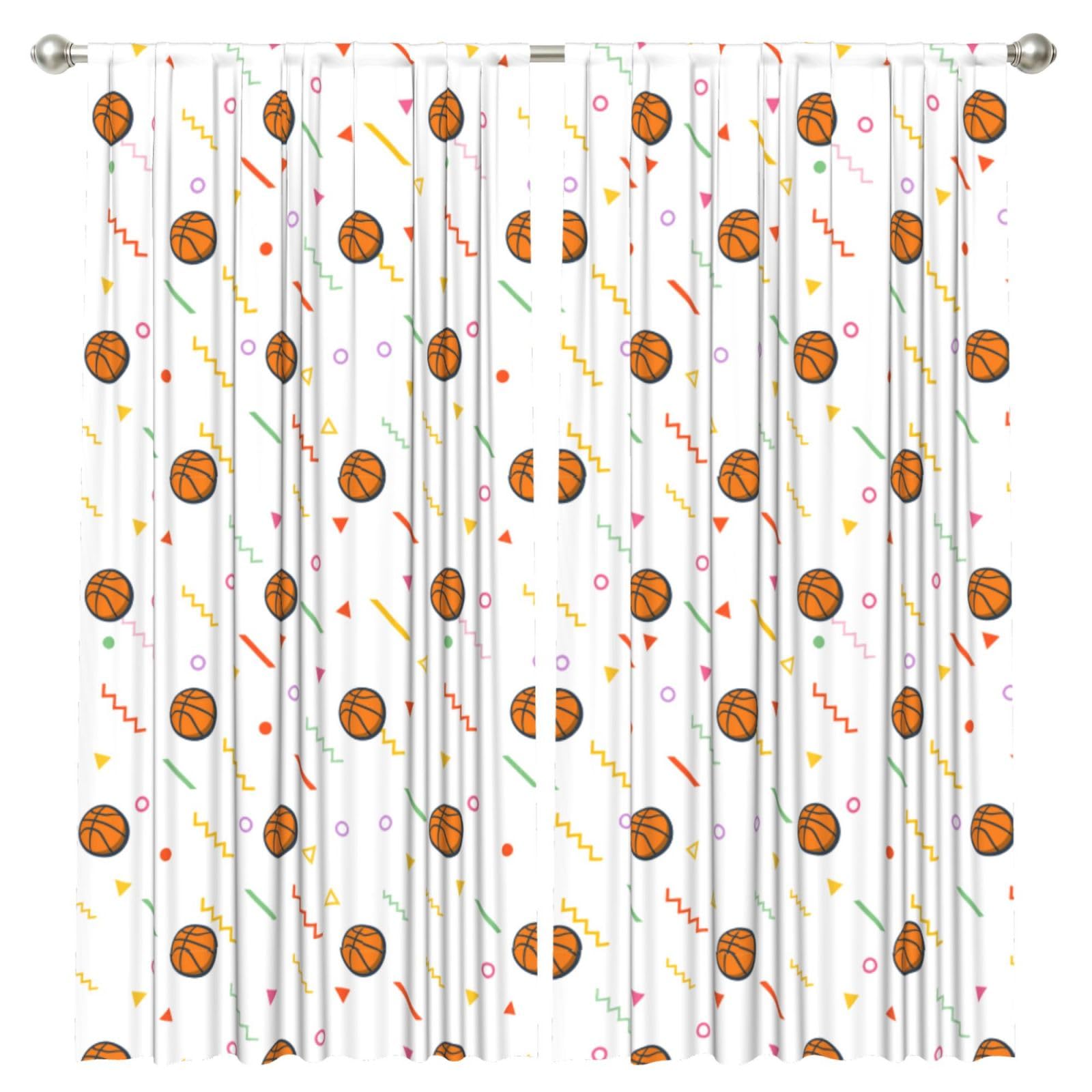 InOmak Silhouette Of Basketball, 2 Panels Window Curtains 52 x 84 Inch Blackout Curtains for Living Room Bedroom