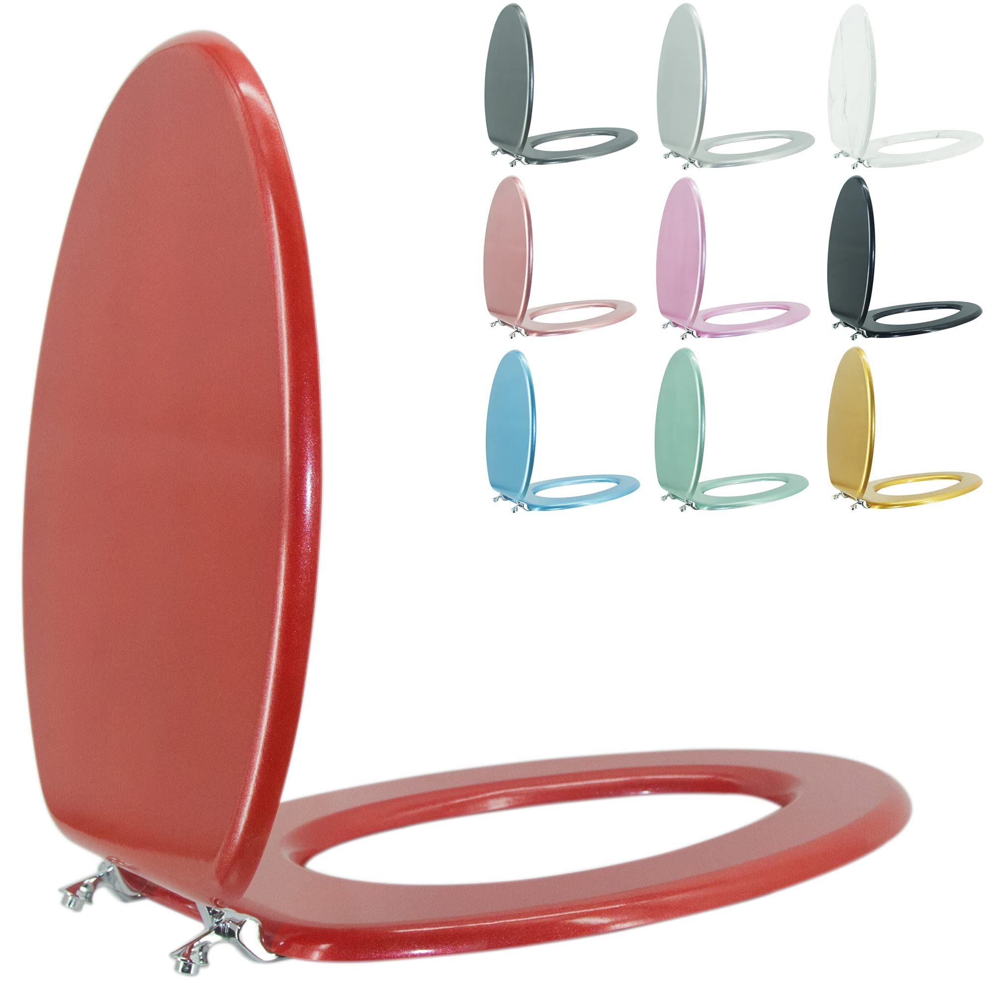 BLOFDE Elongated Toilet Seat Wood Toilet Seat Prevent Shifting with