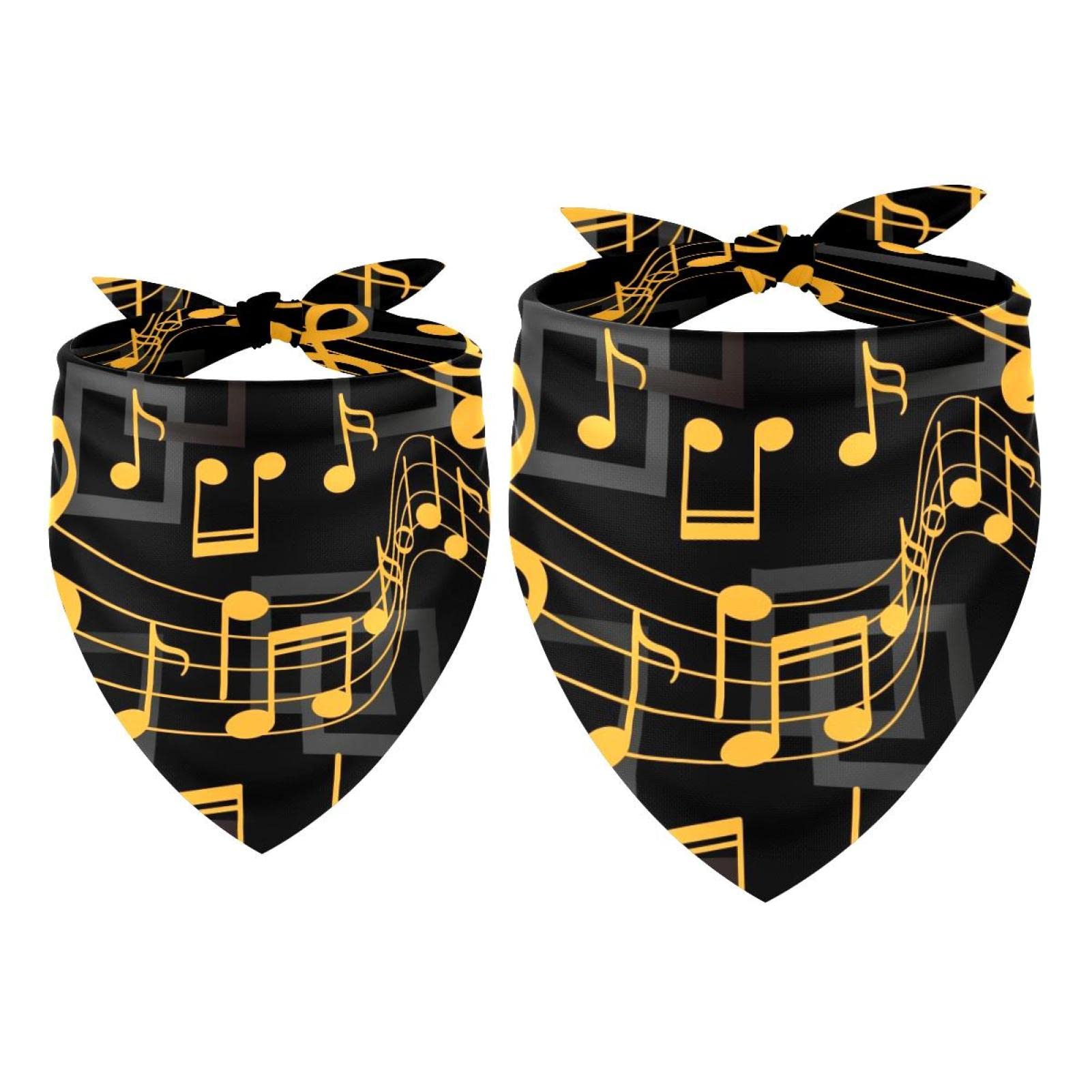 Paquete de 2 pañuelos amarillos para perro, notas musicales en la oscuridad, baberos para mascotas, bufanda para perro, pañuelo, pañuelo, pañuelo, accesorios para perros pequeños, medianos y grandes,