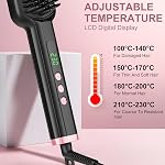 Brosse de lissage des cheveux - SIQUER Brosse de redressage ionique avec 13 Temps LCD Affichage 45s Chauffage rapide 60mins Peigne de lissage anti-calcaire en céramique auto-off pour Salon de la Maison, Noir