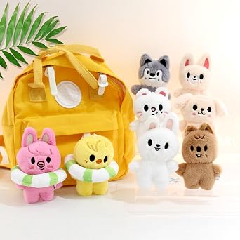 8pcs Skz Keychains, Skz Plush Keychains, Stray Plushies Keyrings, Stray Mini Plushdoll Cute Keychain Pendant Gifts for Friends and Fans