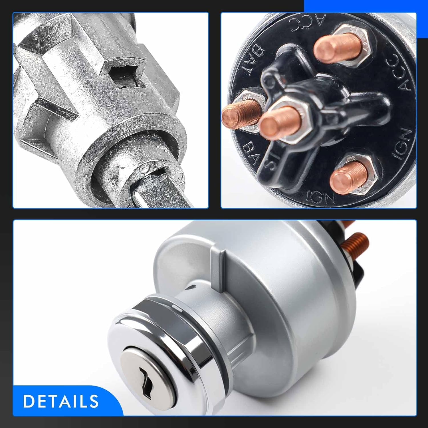 Ignition Switch Assembly Kit with 4 Door Lock Cylinder & 4 Key Compatible with Peterbilt 379 377 359 378 349 385 362 Truck, Ignition Start Switch Replace# 23-08598, 23-09994C268, 30GN15 34RC156