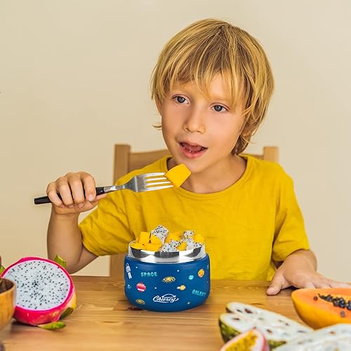 Miniatura 6 de Charcy Tarro de comida aislado de acero inoxidable para niños, termo de sopa de boca ancha a prueba de fugas, juego de recipientes para 8 horas