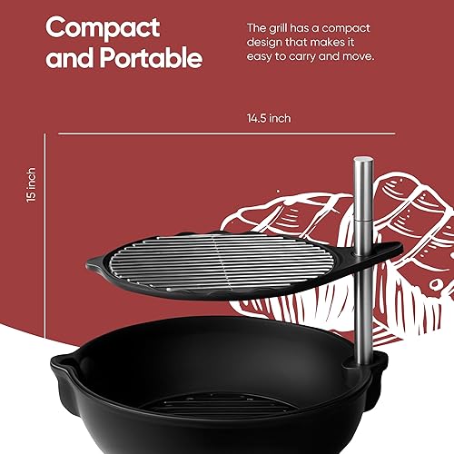 Miniatura 2 de Bola Grill Traveler - Parrilla de carbón portátil - Pequeña parrilla de barbacoa de mesa con rejilla ajustable y giratoria para cocinar al aire