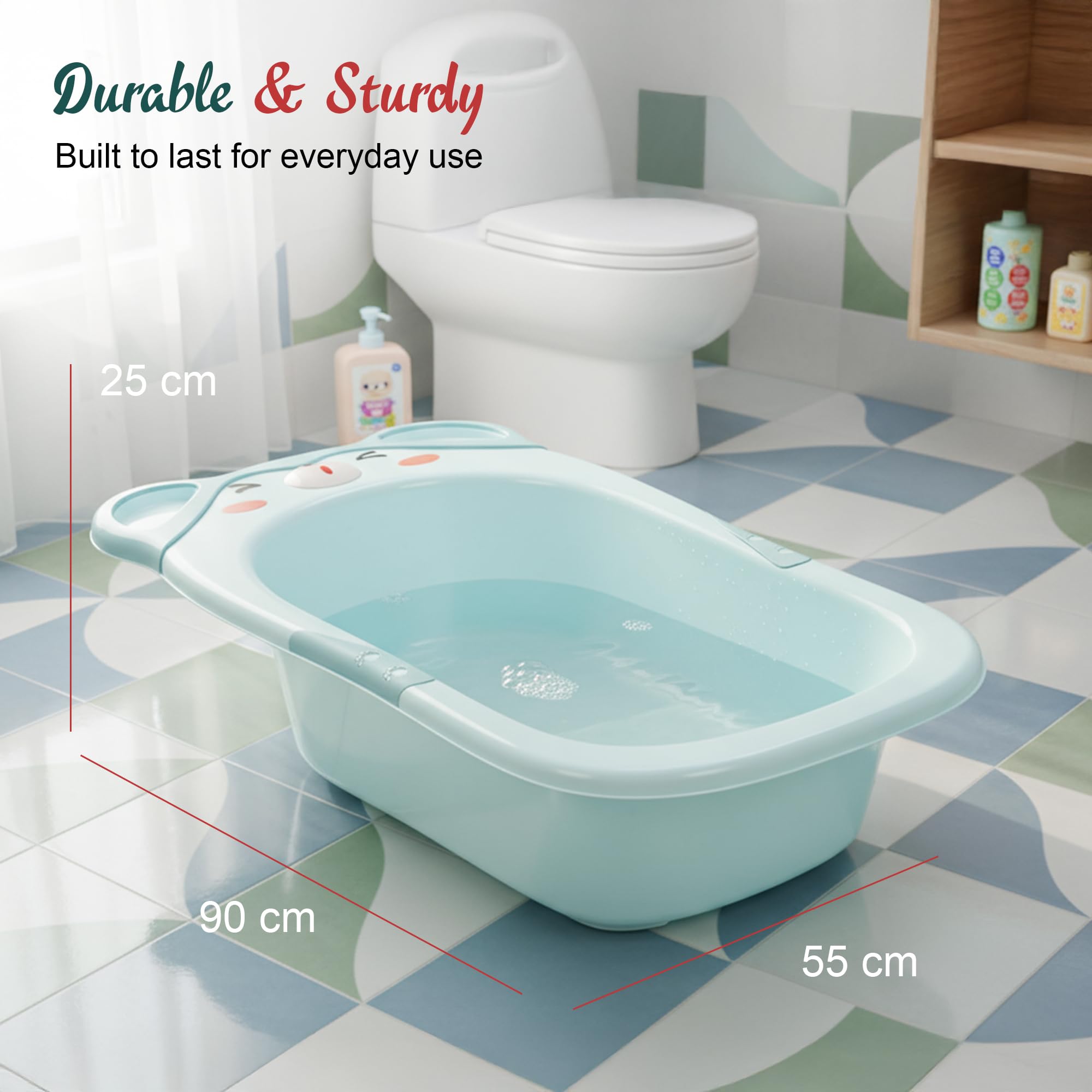Baybee lora 2 in 1 Baby Bath Tub Seat for Kids | Portable Bathing Tub for Babies with Soap Tray | Anti Slip Baby Plastic Bath Chair | Multi-Purpose Bathtub for Baby Bather for 0 to 5 Years (Green) - Image 7 thumbnail