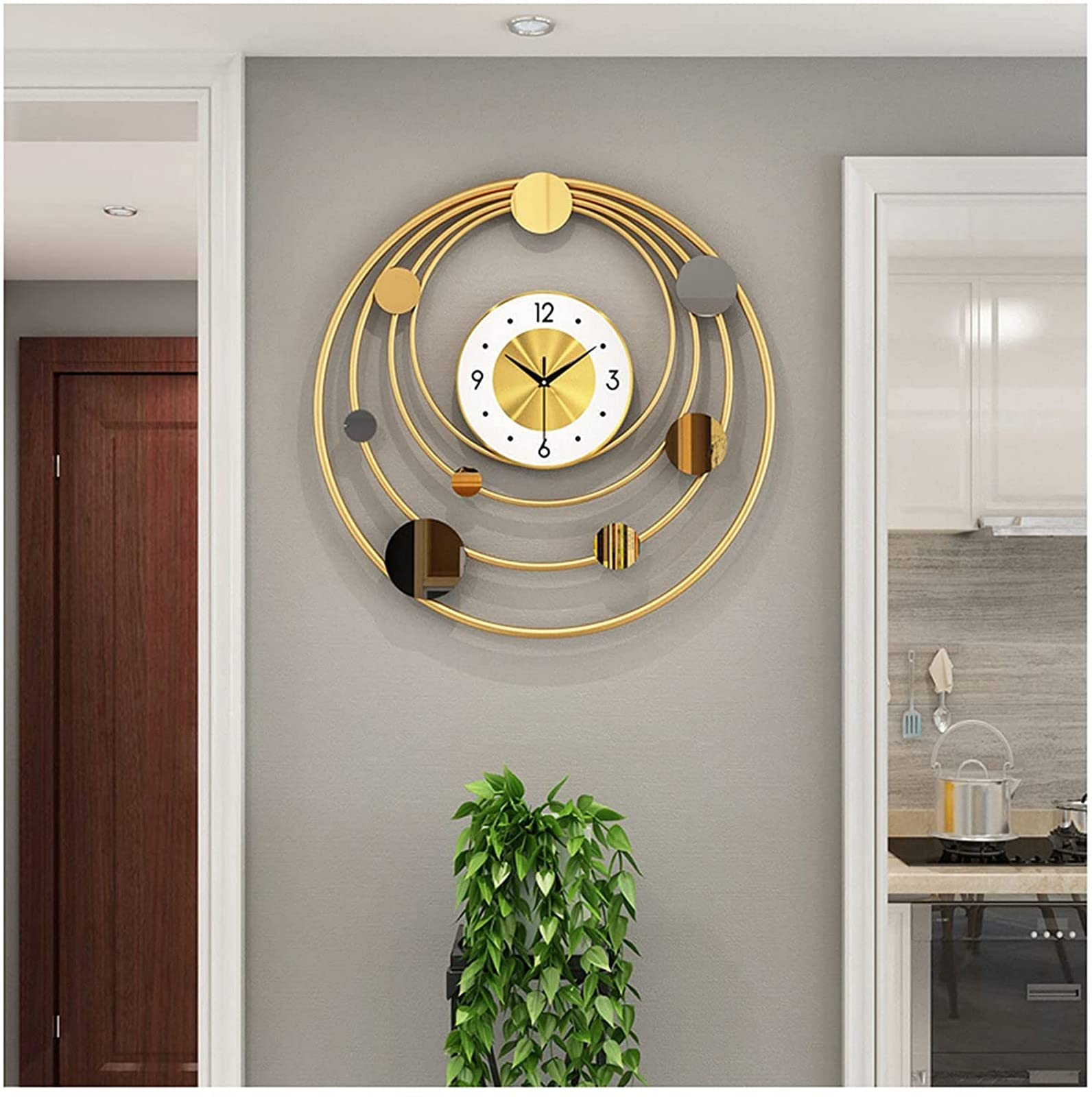 Horloge Murale Artistique Ronde en Fer Forgé, 50 Cm, Silencieuse, À Quartz, Idéale pour La Décoration Intérieure des Chambres D'Hôtel Et des Salons.,A-50CM