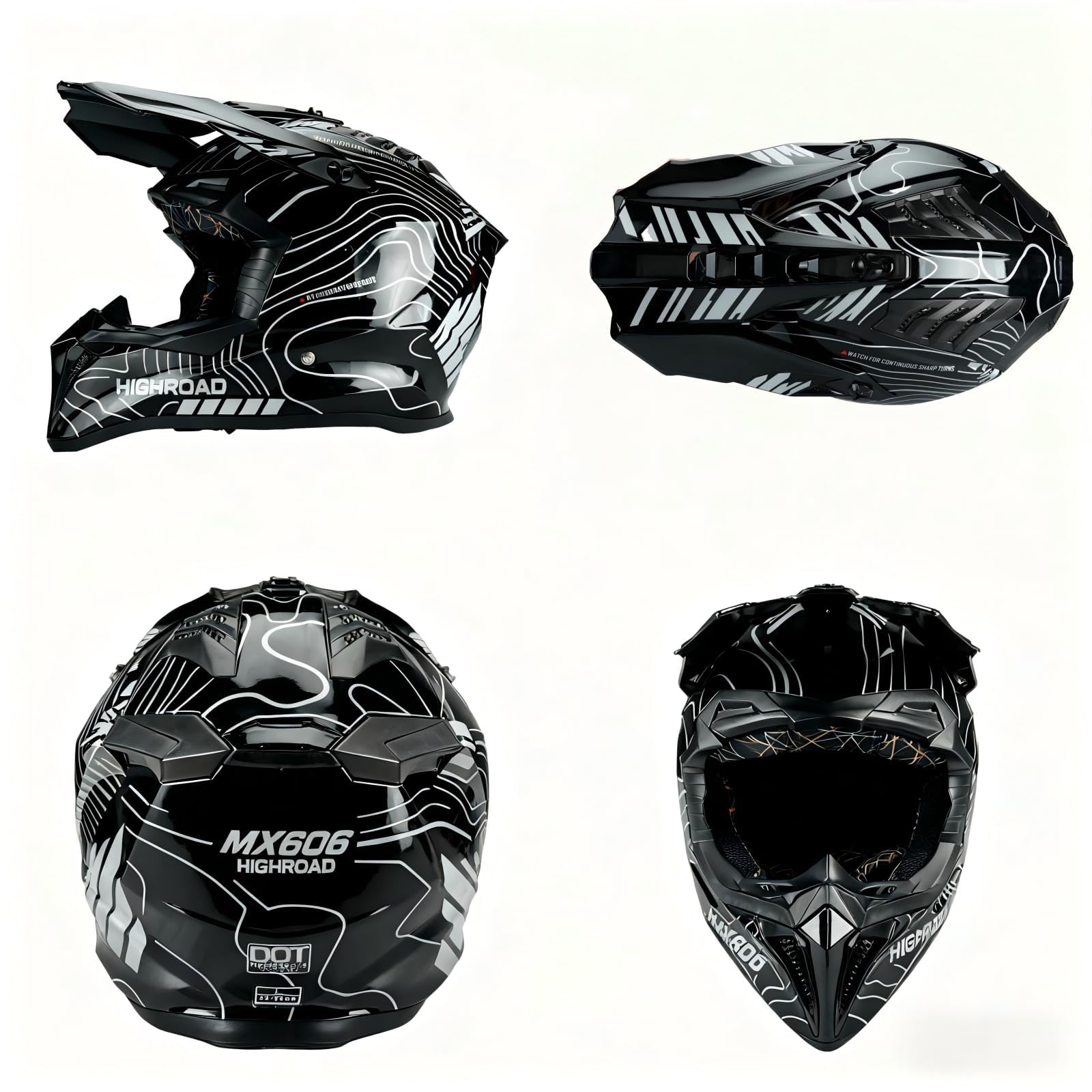 Fullface MTB Helm Set für Erwachsene, Motocross Crosshelm mit 2 Wechsel Innenfuttern, Brille Maske Handschuhe, Universeller Downhill Enduro Helm für Dirt Bike ATV Quad Mofa Moped