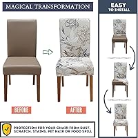 Vista 4 de SPRINGRICO Juego de 4 fundas para sillas de comedor, fundas elásticas para sillas de comedor, de elastano lavables, fundas para sillas Parsons