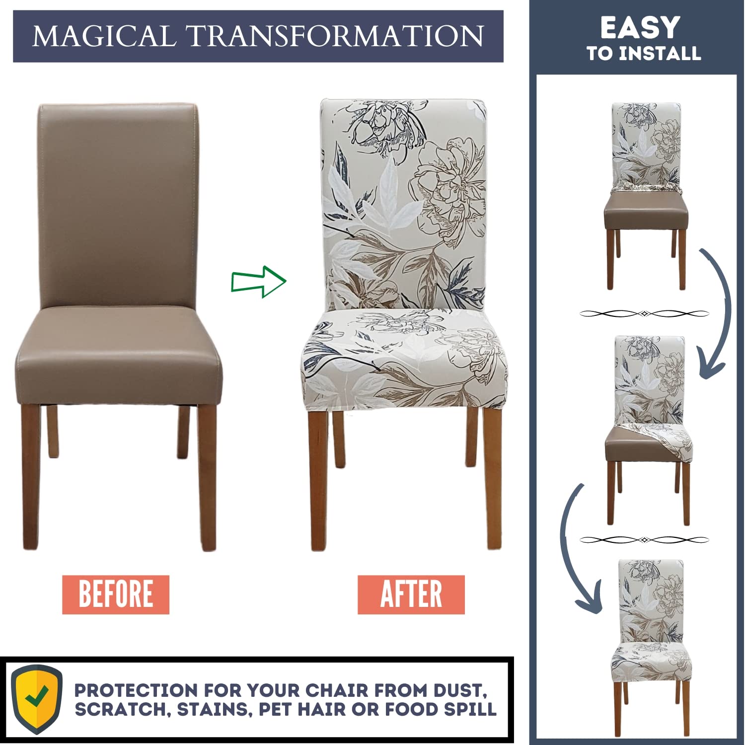 SPRINGRICO Chair Covers for Dining Room Set of 4, Stretch Dining Chair Cover - Image 4