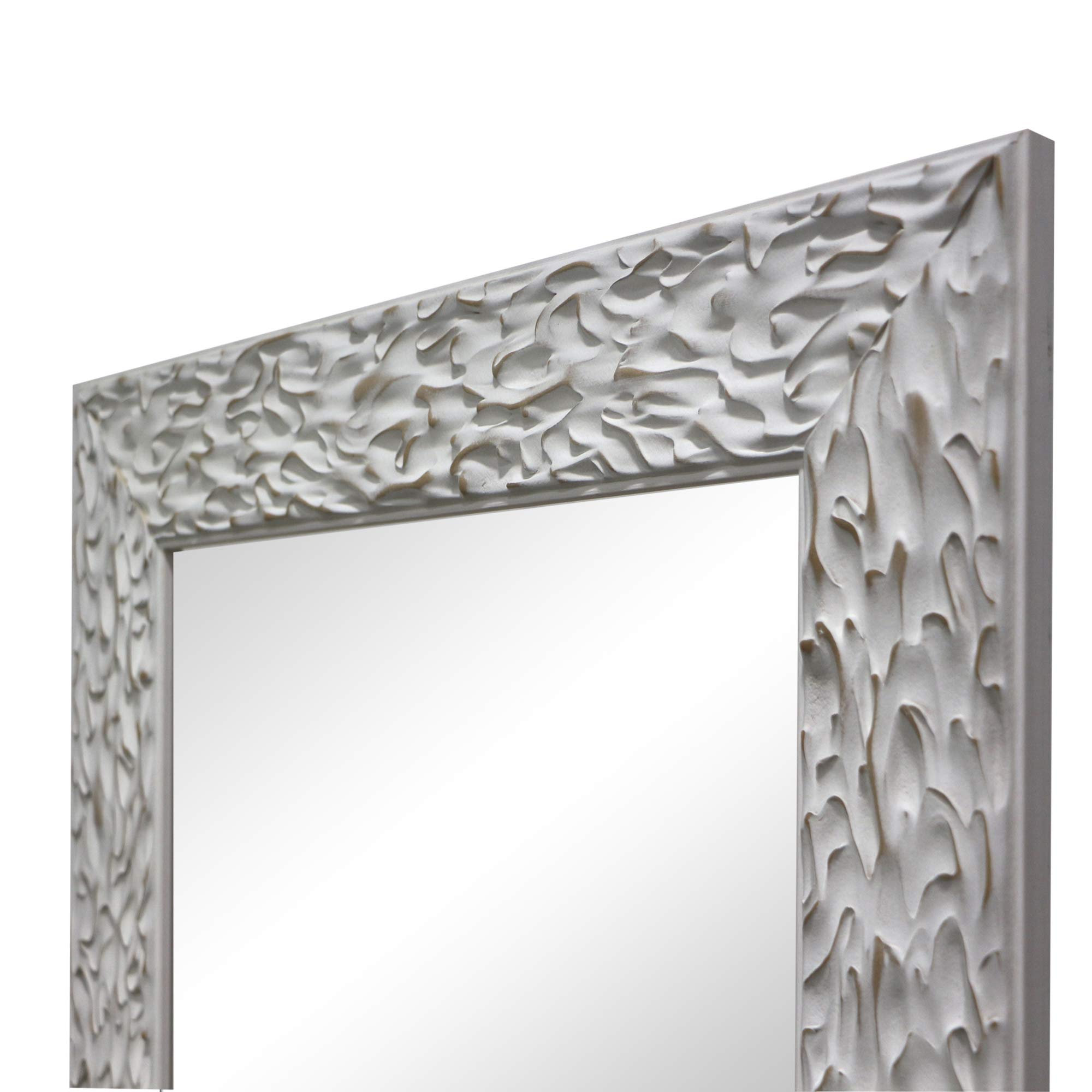 Espejo de Pared, Fabricado en España | Varios Tamaños y Colores | Ideal para Salón, Recibidor, Vestidor, Dormitorio y Baño. | (1038 Blanco, 56x148 cm)