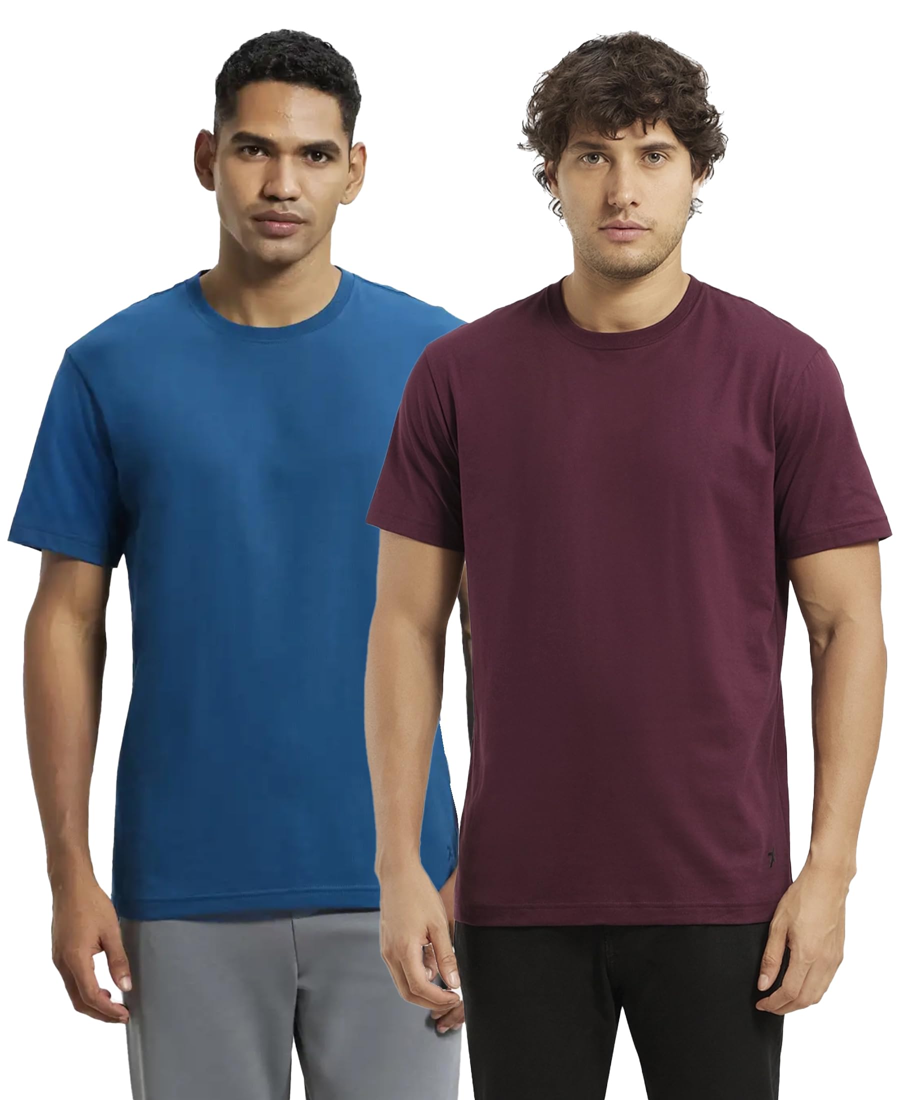 jockey Men's Super Combed Cotton Regular Fit 2714 Rich Solid Round Neck Half Sleeve T-Shirt (Pack of 2)-picture-22