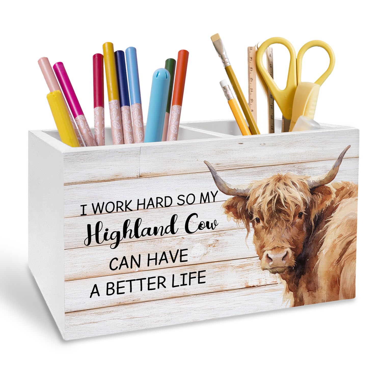 Porte-stylo en bois de vache Highland, le cadeau idéal pour amateurs de décoration