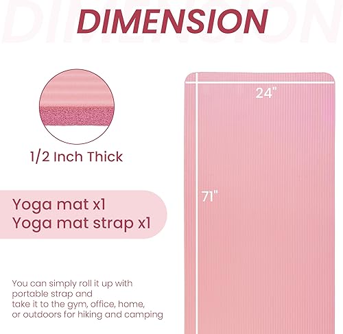 Miniatura 2 de Tapete de yoga de 12 pulgada extra grueso de alta densidad con superficie antideslizante y correa de transporte para hombres y mujeres, resistente