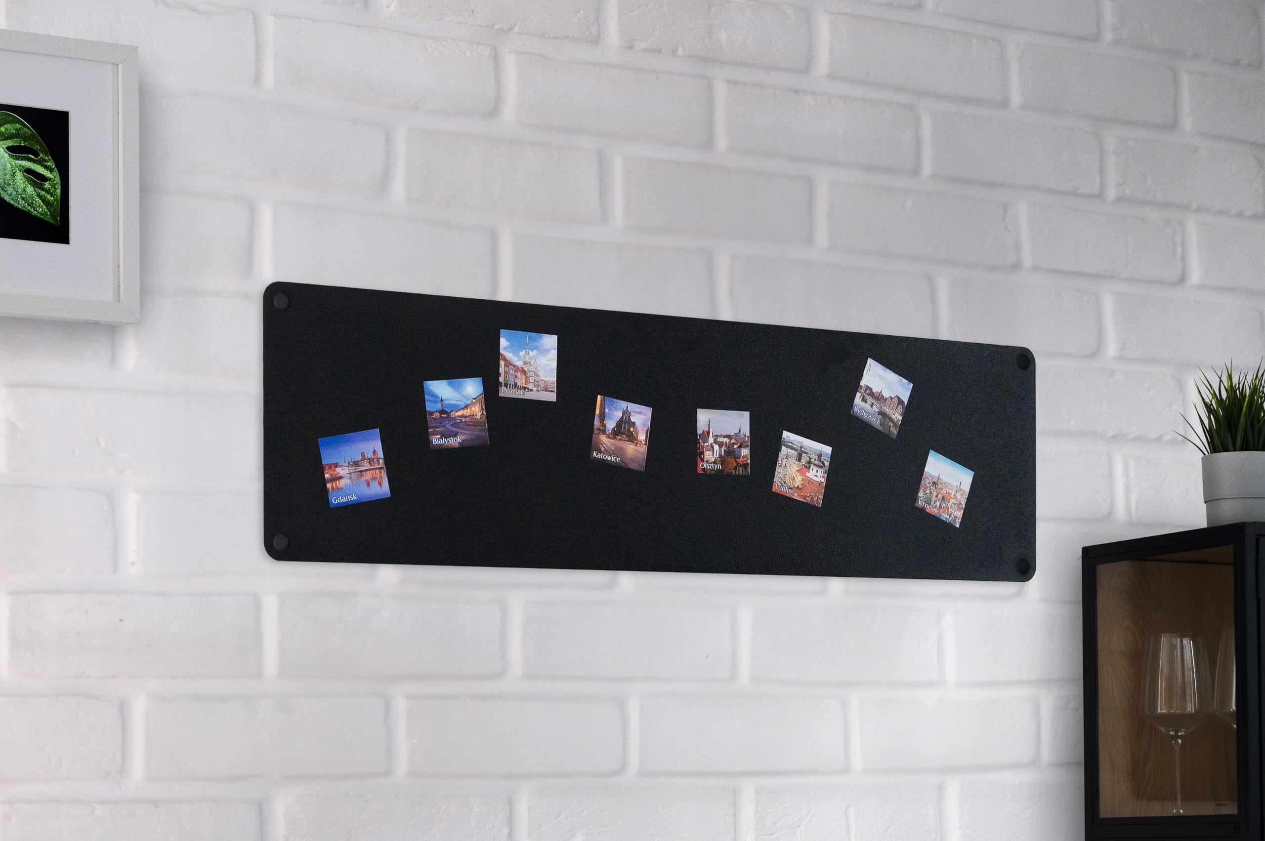 Lavagna Magnetica da Parete in Acciaio Nera 80x22 cm, White Memo-Board, Pannello Magnetico per Calamite, Lavagna da Cucina, Ufficio, Camera dei Bambini