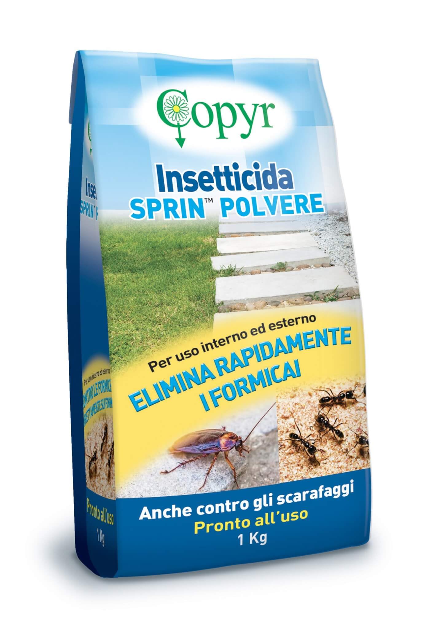 Copyr | Sprin Polvere - Insetticida in polvere pronto all'uso contro formiche e scarafaggi - Sacchetto 1 Kg
