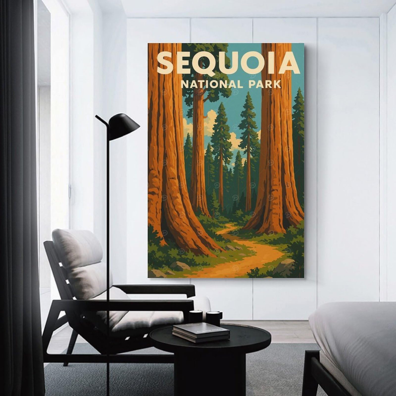 Junmoney Unframe-Style-23 Sequoia National Park Vintage Poster Decorative Canvas Print, 24X36inch(60X90cm), For Contemporary Homes, Apartments Or Offices, Home Artwork For Modern Interiors