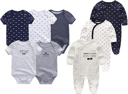 ZAV Ropa unisex para bebés, paquete de 5 mamelucos de manga corta y 3 mamelucos con pies para bebé