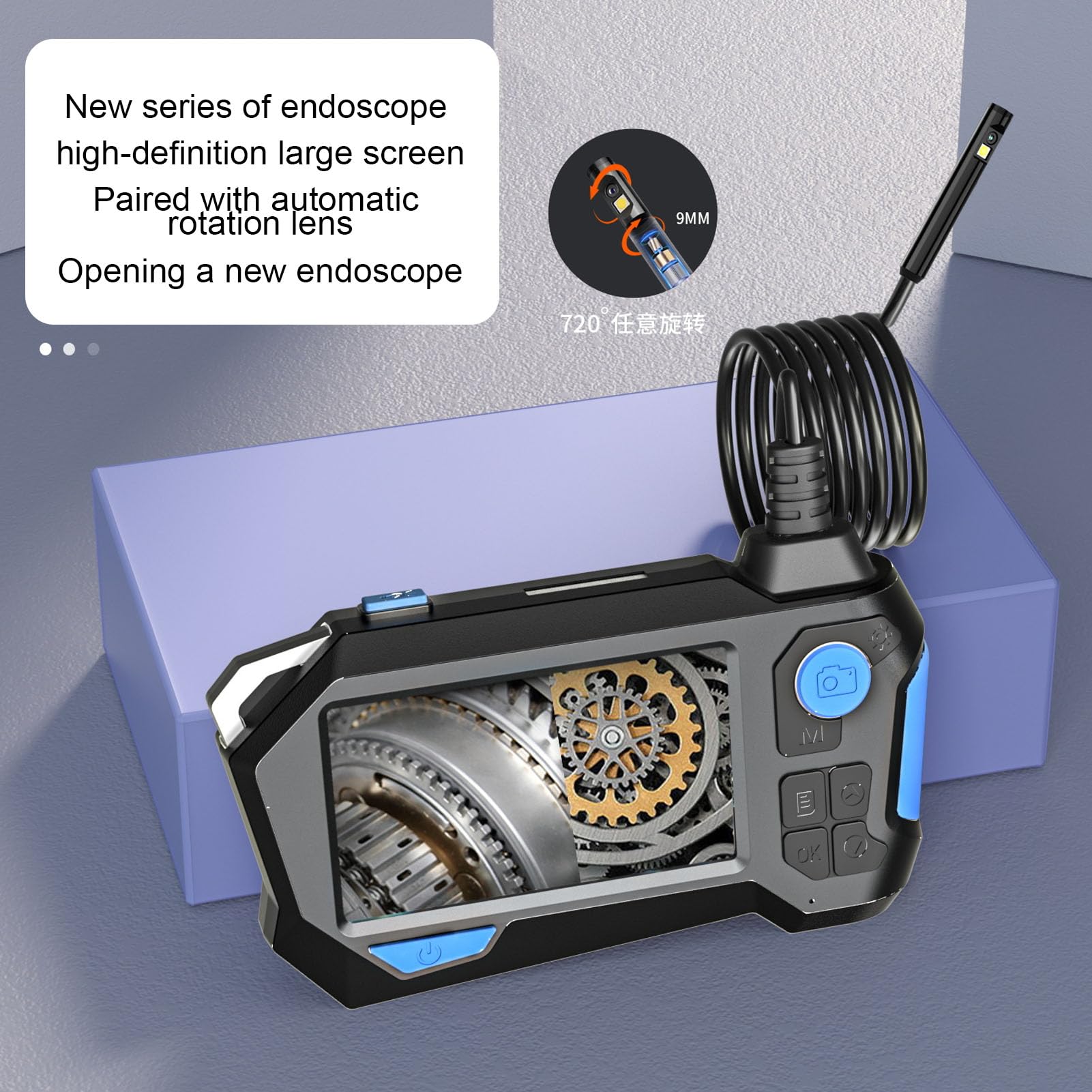 Endoscopio Industrial de alcantarillado de Drenaje de tubería de cámara, endoscopio de Giro automático de 360 Grados Endoscopio de tubería de inspección de Vide