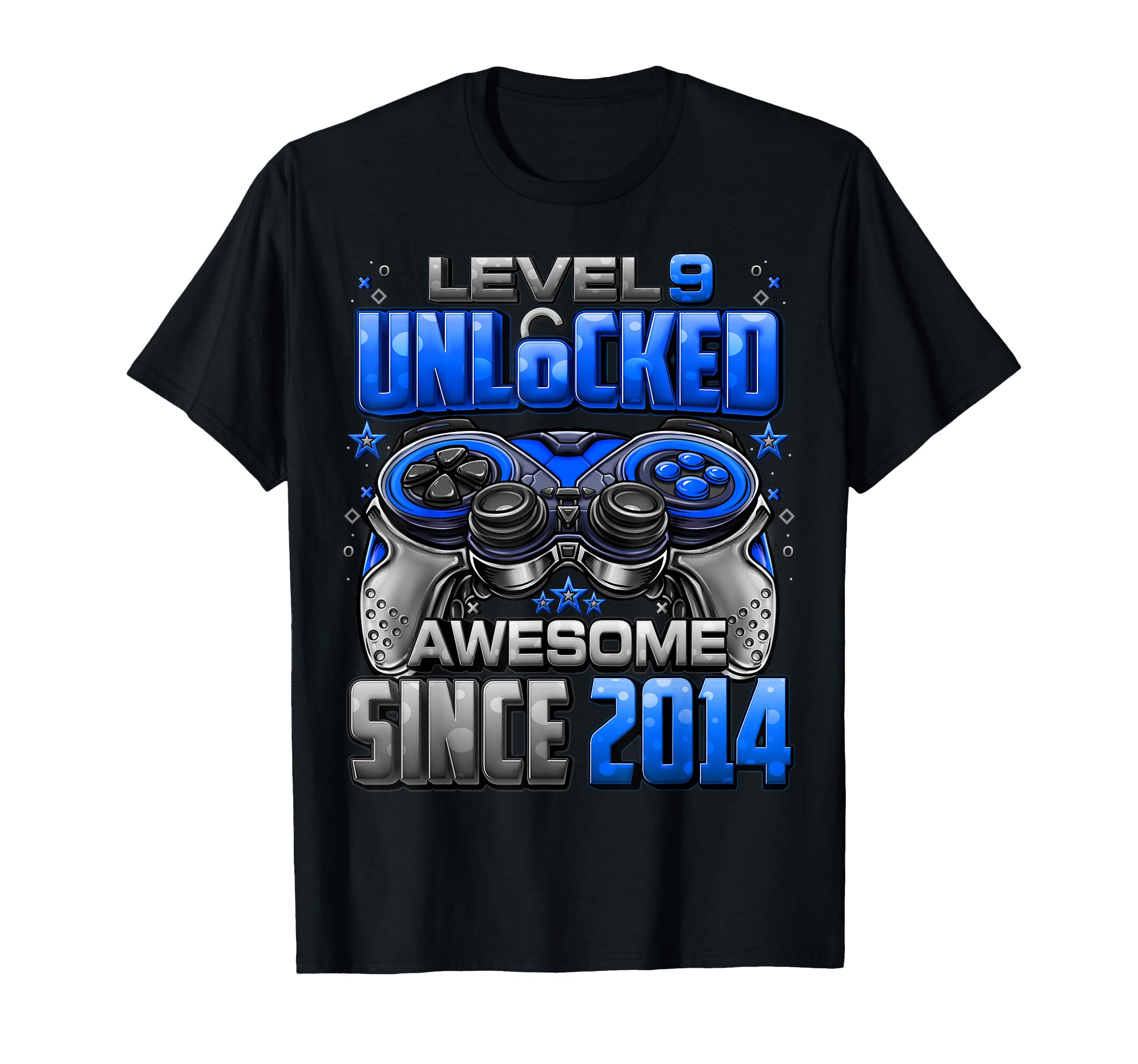 Level 9 Unlocked Awesome Since 2014 9th Birthday Gaming T-Shirt