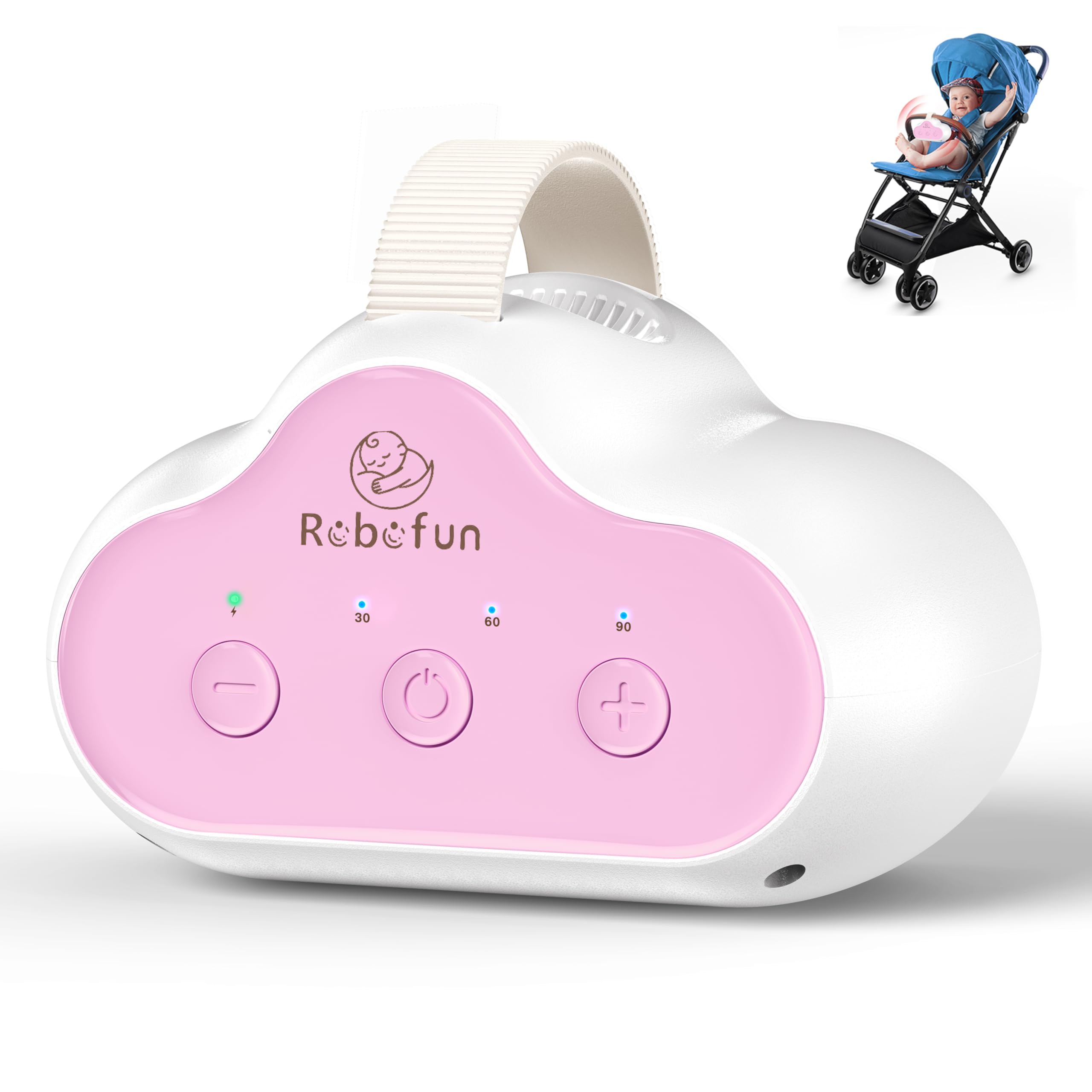Dondolo Automatico per Passeggino - Dispositivo Elettrico Portatile con Timer, Velocità Regolabile, Adatto alla Maggior Parte dei Passeggini dispositivo di bilanciamento per passeggini, USB-C