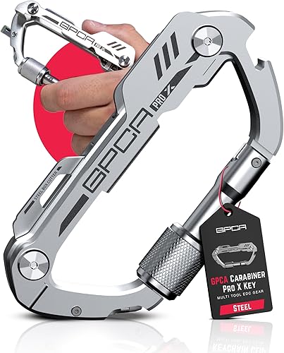 Miniatura 13 de GPCA Clip de mosquetón para llavero, organizador de llaves, llavero, soporte para llaves de automóvil, equipo EDC multiherramienta con abridor de