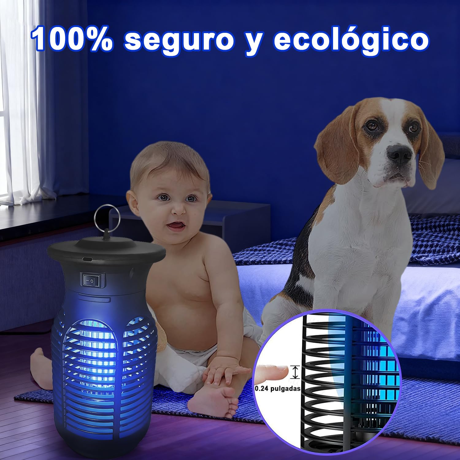 Glückluz Lampada Antizanzare – 20 W Ammazza Zanzare Elettrico & Acchiappamosche, con Luce LED 365–395 nm, Lampada Antizanzare per Interni, Esterni, Giardino, Terrazzo