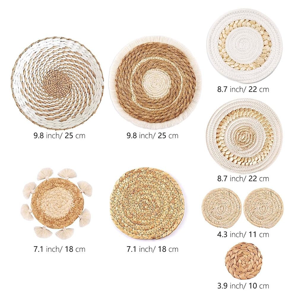 9 Pack Boho Wandkorb Handgefertigt Dekorative für Bauernhaus Schlafzimmer Wohnzimmer Display Tisch Einstellungen Küche Home
